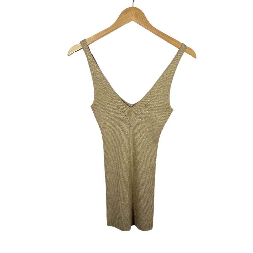 VINTAGE Y2K Guess Jeans Authentic Gold Metallic Knit Fitted Tank Size M